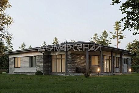 Коттеджный поселок 11033 Газопровод. Современный одноэтажный дом с гаражом рядом с метро