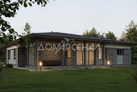 Коттеджный поселок 11033 Газопровод. Современный одноэтажный дом с гаражом рядом с метро